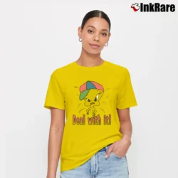 Women’s 90s Tweety Bird Deal With It Looney Tunes Graphic Signature T-Shirt in yellow | Soft, Flattering Fit