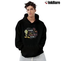 Men’s 90s Tweety Bird Looney Tunes Attitude Pullover Hoodie in black | Cozy, Durable, Modern Fit