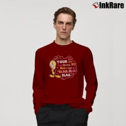 Men’s 90s Tweety Bird Looney Tunes Attitude Long-Sleeve Shirt in maroon | Sleek, Lightweight, Year-Round Wear