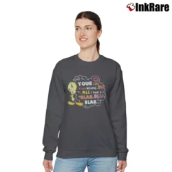 Women’s 90s Tweety Bird Looney Tunes Attitude Relaxed Sweatshirt in charcoal | Soft, Laid-Back Vibe