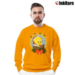 Men’s 90s Tweety Bird Looney Tunes Christmas Graphic Crewneck Sweatshirt in orange | Cozy Fabric, Clean Style