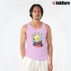 Men’s 90s Tweety Bird Looney Tunes Christmas Graphic Tank Top in light pink | Breathable, Active-Friendly Design