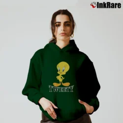 Women’s 90s Tweety Bird Looney Tunes Cozy Hoodie in forest green | Warm, Structured, Stylish