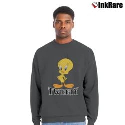 Men’s 90s Tweety Bird Looney Tunes Crewneck Sweatshirt in charcoal | Cozy Fabric, Clean Style