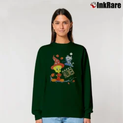 Women’s 90s Tweety Halloween Looney Tunes Relaxed Sweatshirt in forest green | Soft, Laid-Back Vibe