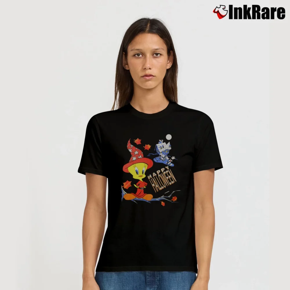 Women’s 90s Tweety Halloween Looney Tunes Signature T-Shirt in black | Soft, Flattering Fit