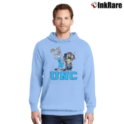 Men’s 90s UNC Tar Heels Looney Tunes Bugs Bunny Taz Pullover Hoodie in light blue | Cozy, Durable, Modern Fit
