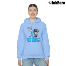 Women’s 90s UNC Tar Heels Looney Tunes Bugs Bunny Taz Cozy Hoodie in light blue | Warm, Structured, Stylish