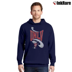 Men’s 90s UNLV Runnin Rebels Mascot Hey Reb College Pullover Hoodie in navy | Cozy, Durable, Modern Fit