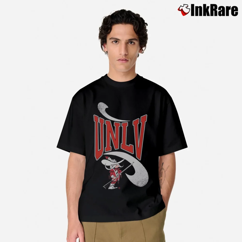 Men’s 90s UNLV Runnin Rebels Mascot Hey Reb College Classic T-Shirt in black | Soft, Breathable Everyday Wear