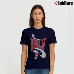 Women’s 90s UNLV Runnin Rebels Mascot Hey Reb College Signature T-Shirt in navy | Soft, Flattering Fit