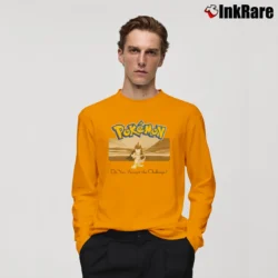 Men’s 90s Vintage Pokemon Do You Accept The Challenge Mewtwo Nintendo Long-Sleeve Shirt in orange | Sleek, Lightweight, Year-Round Wear