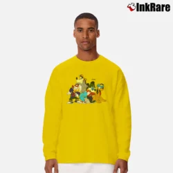 Men’s 90s Walt Disney Characters Mickey Mouse Goofy Rap Hip Hop Cool Long-Sleeve Shirt in yellow | Sleek, Lightweight, Year-Round Wear
