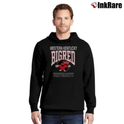 Men’s 90s Western Kentucky University Hilltoppers Mascot Big Logo College Pullover Hoodie in black | Cozy, Durable, Modern Fit