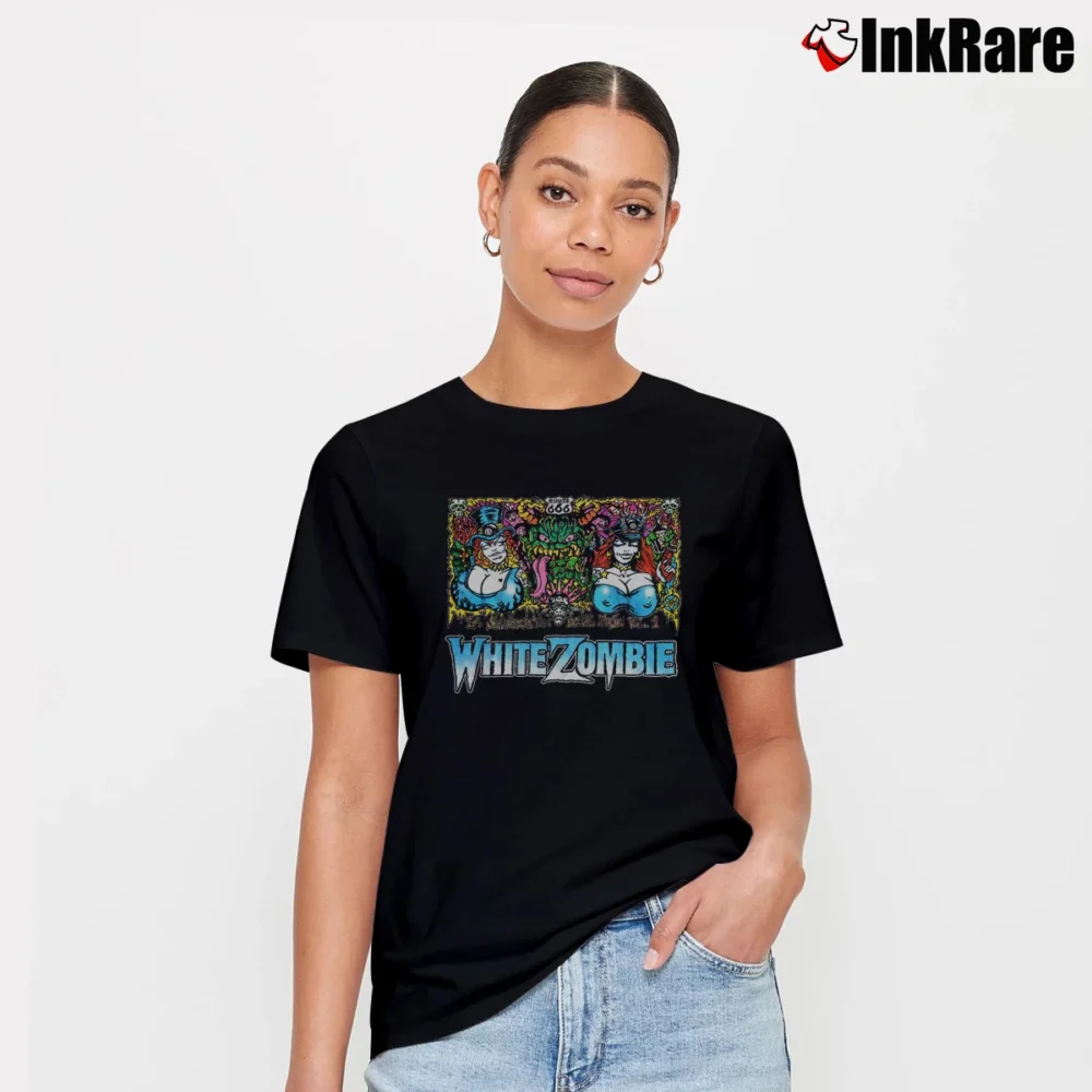 Women’s 90s White Zombie La Sexorcisto Tour Signature T-Shirt in black | Soft, Flattering Fit