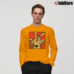 Men’s 90s Wile E Coyote Looney Tunes Cartoon Long-Sleeve Shirt in orange | Sleek, Lightweight, Year-Round Wear
