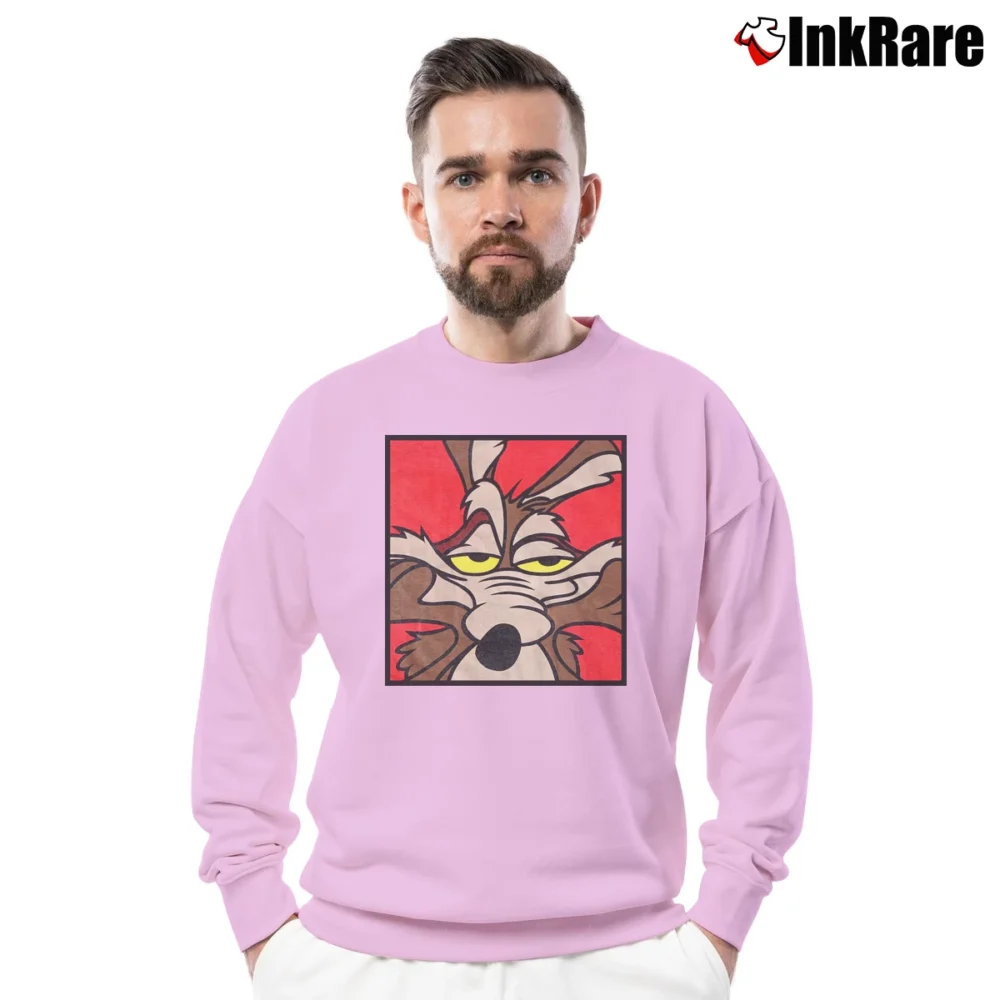Men’s 90s Wile E Coyote Looney Tunes Cartoon Crewneck Sweatshirt in light pink | Cozy Fabric, Clean Style