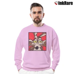 Men’s 90s Wile E Coyote Looney Tunes Cartoon Crewneck Sweatshirt in light pink | Cozy Fabric, Clean Style