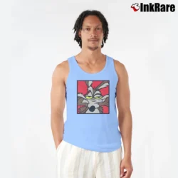 Men’s 90s Wile E Coyote Looney Tunes Cartoon Tank Top in light blue | Breathable, Active-Friendly Design