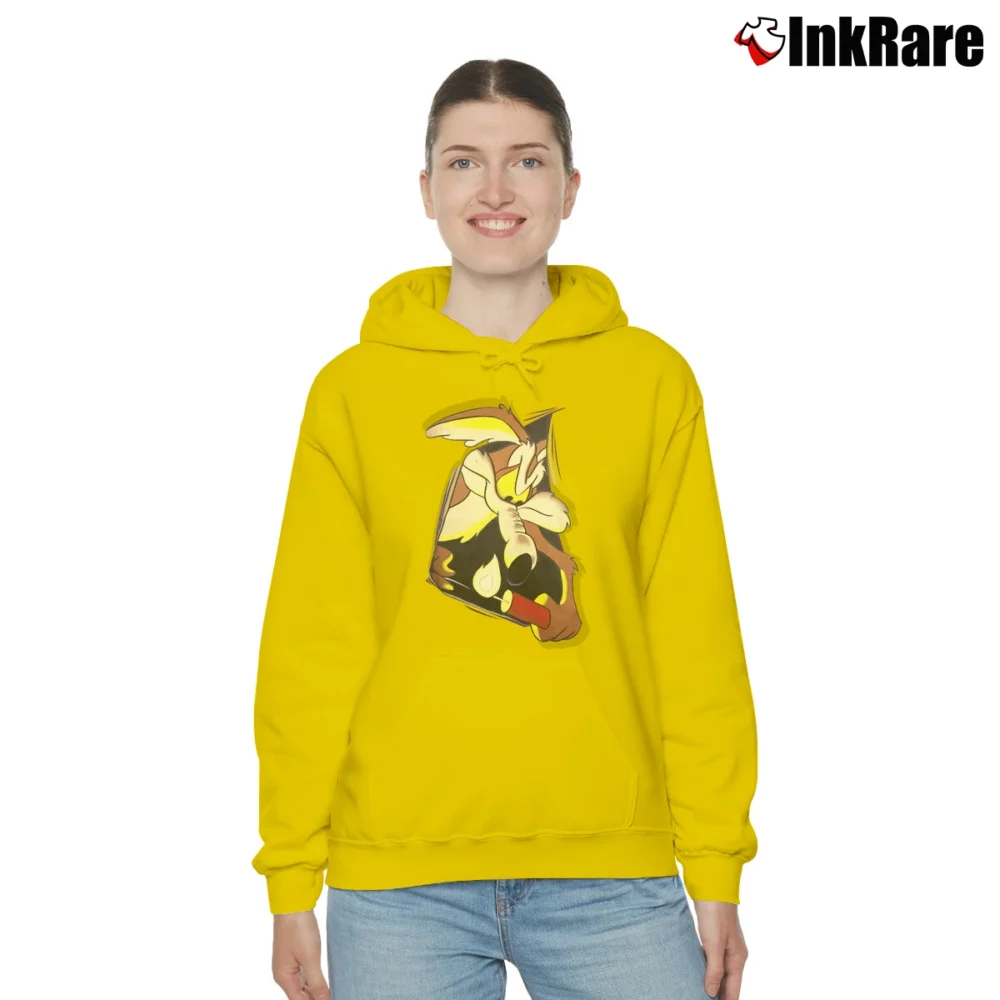 Women’s 90s Wile E Coyote Looney Tunes Cozy Hoodie in yellow | Warm, Structured, Stylish
