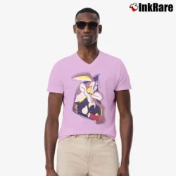 Men’s 90s Wile E Coyote Looney Tunes V-Neck Tee in light pink | Sharp, Breathable, Everyday Staple