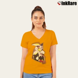 Women’s 90s Wile E Coyote Looney Tunes V-Neck Tee in orange | Chic Neckline, Soft Texture