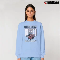 Women’s 90s WKU Western Kentucky University Hilltoppers Mascot Big Logo College Relaxed Sweatshirt in light blue | Soft, Laid-Back Vibe