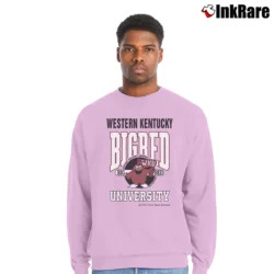 Men’s 90s WKU Western Kentucky University Hilltoppers Mascot Big Logo College Crewneck Sweatshirt in light pink | Cozy Fabric, Clean Style