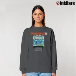 Women’s 90s Woodstock 99 Vw Van Set List Relaxed Sweatshirt in charcoal | Soft, Laid-Back Vibe