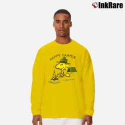 Men’s 90s Woodstock Happy Camper Peanuts Long-Sleeve Shirt in yellow | Sleek, Lightweight, Year-Round Wear
