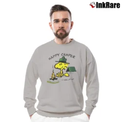 Men’s 90s Woodstock Happy Camper Peanuts Crewneck Sweatshirt in sport grey | Cozy Fabric, Clean Style