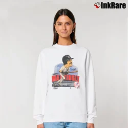 Women’s 90s Yankees Don Mattingly Caricature Relaxed Sweatshirt in white | Soft, Laid-Back Vibe
