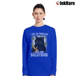 Women’s 99 Problems And 420 Solutions Funny Weed Marijuana Stoner Long-Sleeve Top in royal blue | Sleek, Versatile, All-Season
