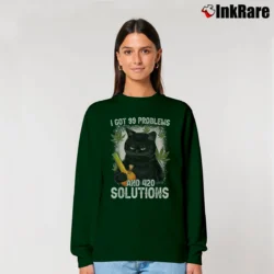 Women’s 99 Problems And 420 Solutions Funny Weed Marijuana Stoner Relaxed Sweatshirt in forest green | Soft, Laid-Back Vibe