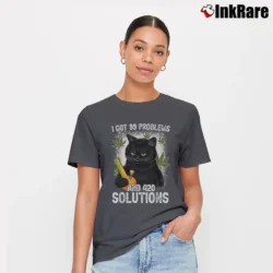 Women’s 99 Problems And 420 Solutions Funny Weed Marijuana Stoner Signature T-Shirt in charcoal | Soft, Flattering Fit