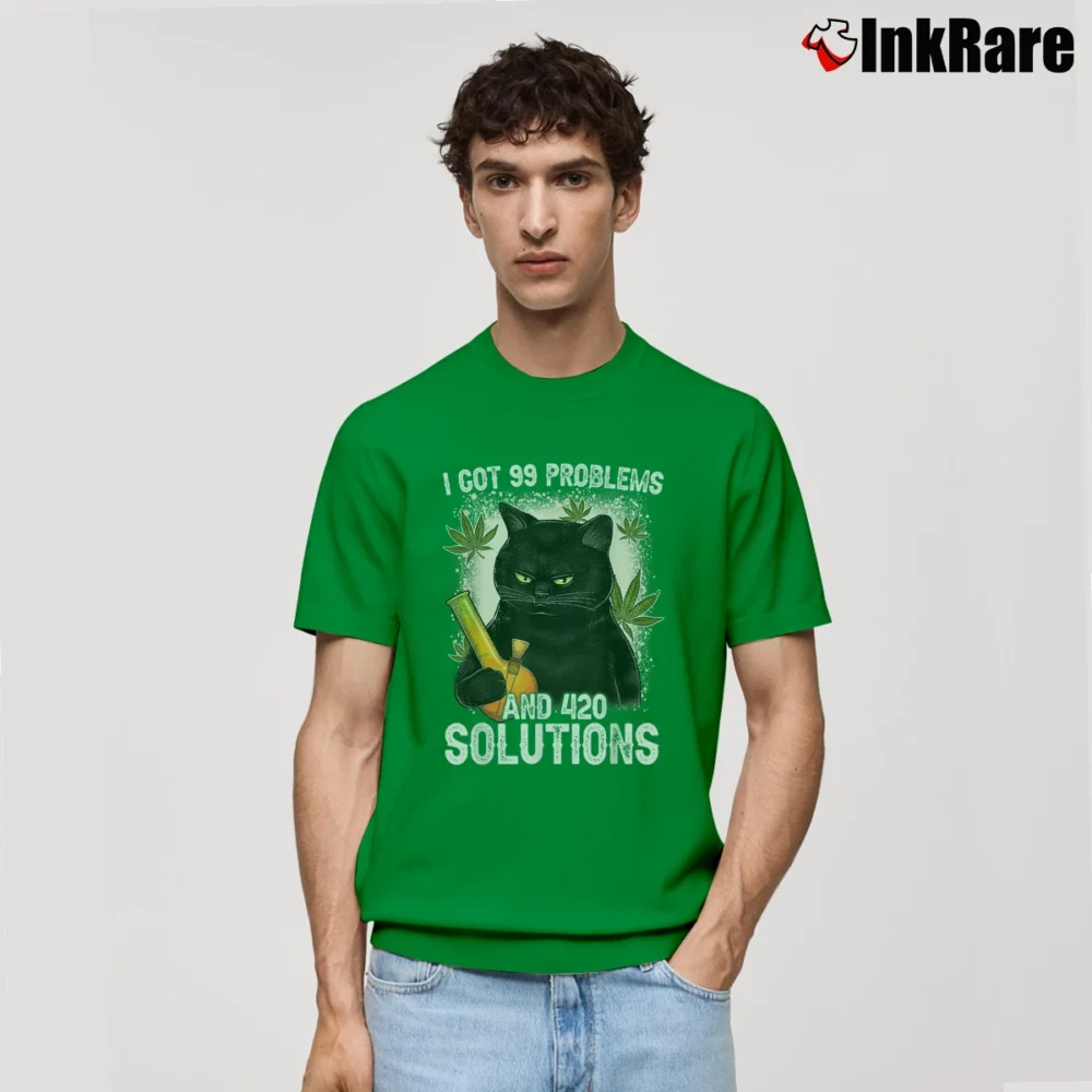 Men’s 99 Problems And 420 Solutions Funny Weed Marijuana Stoner Classic T-Shirt in irish green | Soft, Breathable Everyday Wear
