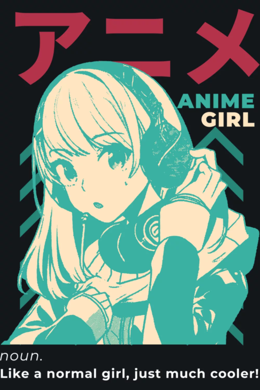 anime girl definition shirt idea with hand drawn lines and headphones vibe for creators and animation lovers
