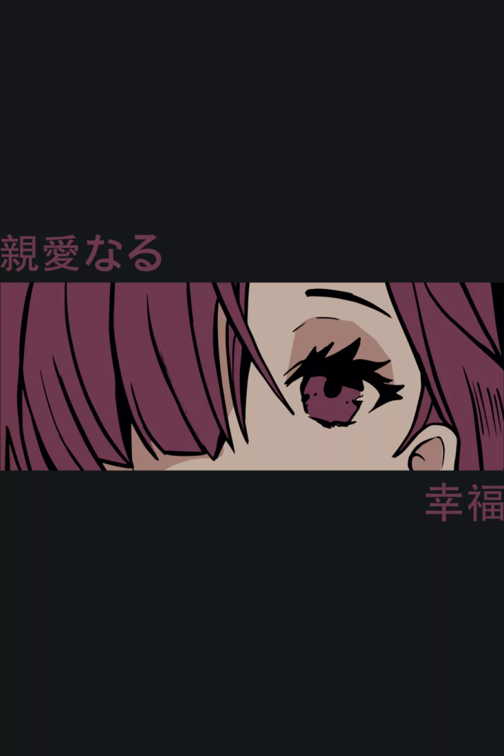 deep magenta eyes crop with a confident look and a slightly edgy tone