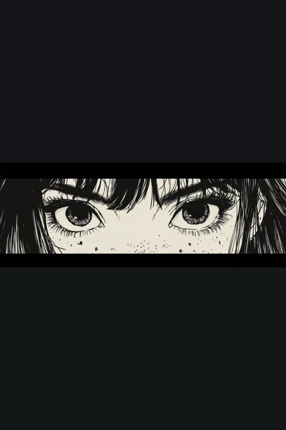 clean black and white anime eyes crop with crisp linework and a classic manga vibe