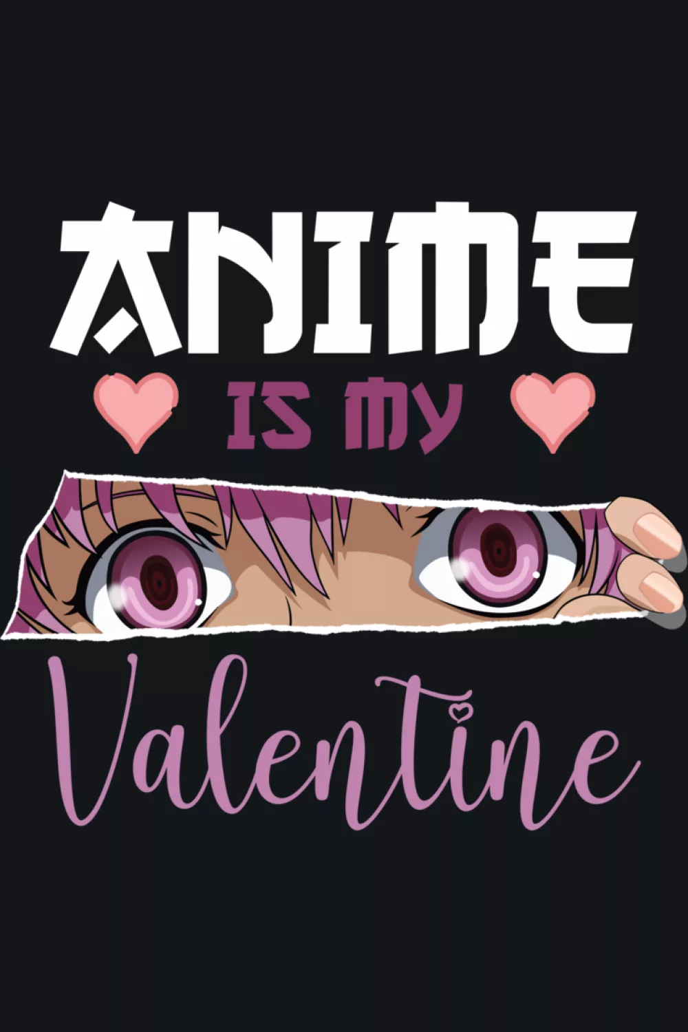 cute anime eyes banner with valentine script for a soft stylish fan look