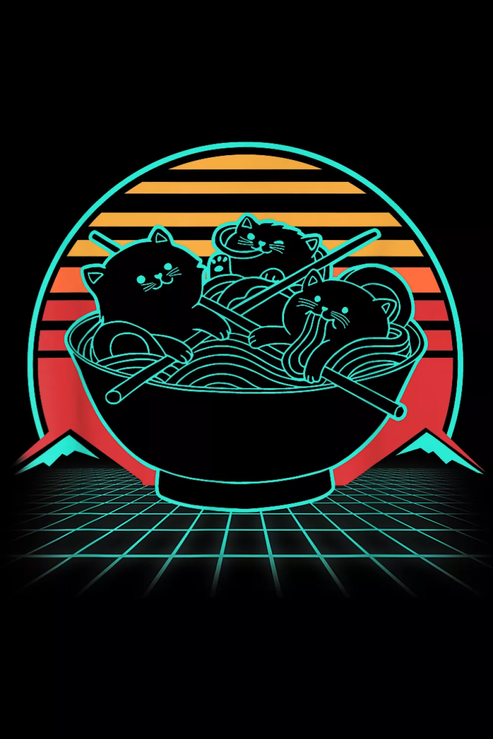 Anime Ramen Cat Retro Japanese Noodles Aesthetic Kawaii T-Shirt