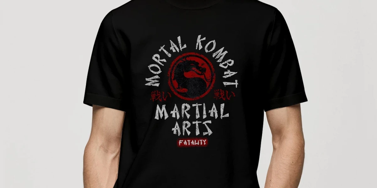 Black shirt with Mortal Kombat shirt design