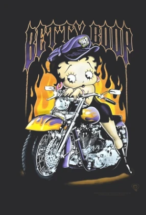 Betty Boop Biker Flames Shirt Y2K Motorcycle Graphic Classic
