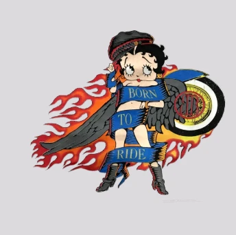 Betty Boop Born To Ride Shirt Biker Flames Pinup Vintage