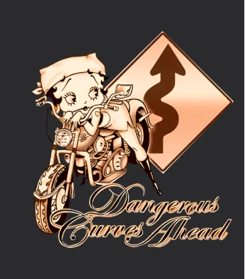 Betty Boop Dangerous Curves Shirt Biker Road Sign Vintage