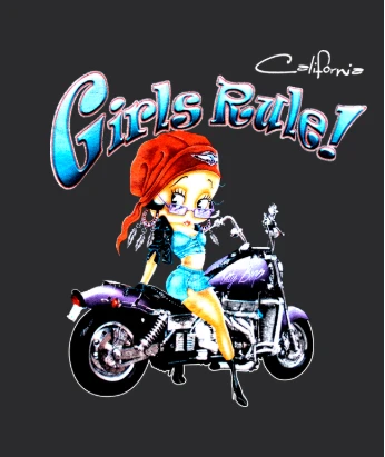Betty Boop Girls Rule Shirt California Motorcycle Pinup Vintage
