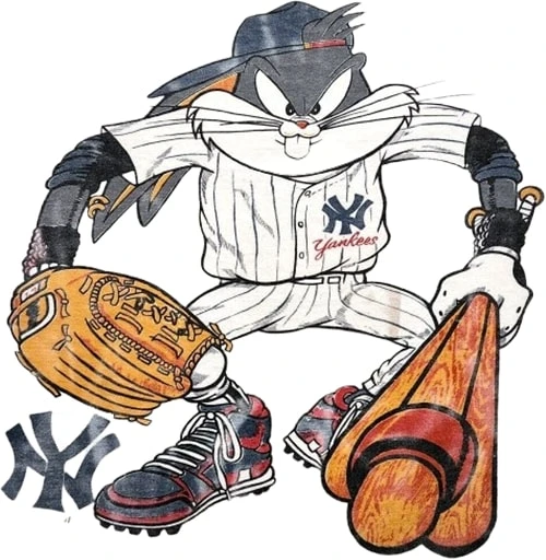 Bugs Bunny Yankees Batter Shirt Power Hitter Vintage 90s