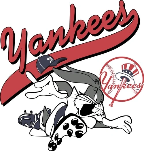Bugs Bunny Yankees Script Shirt 1989 Sliding Play Vintage