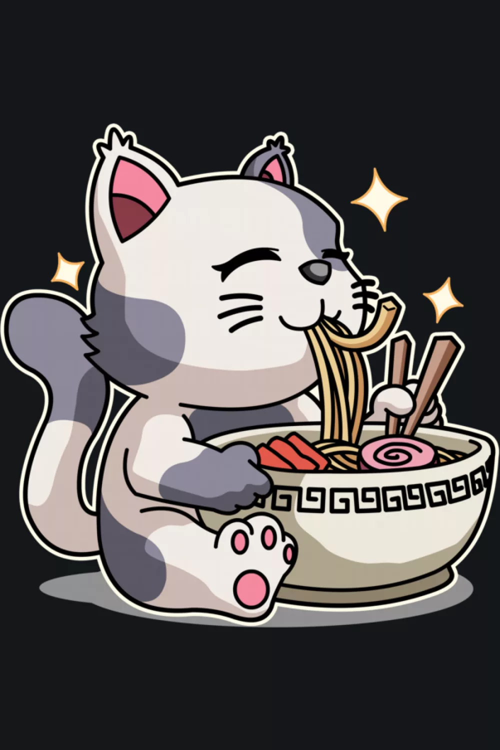 Anime loving ramen cat character with a friendly cute look made for everyday wear