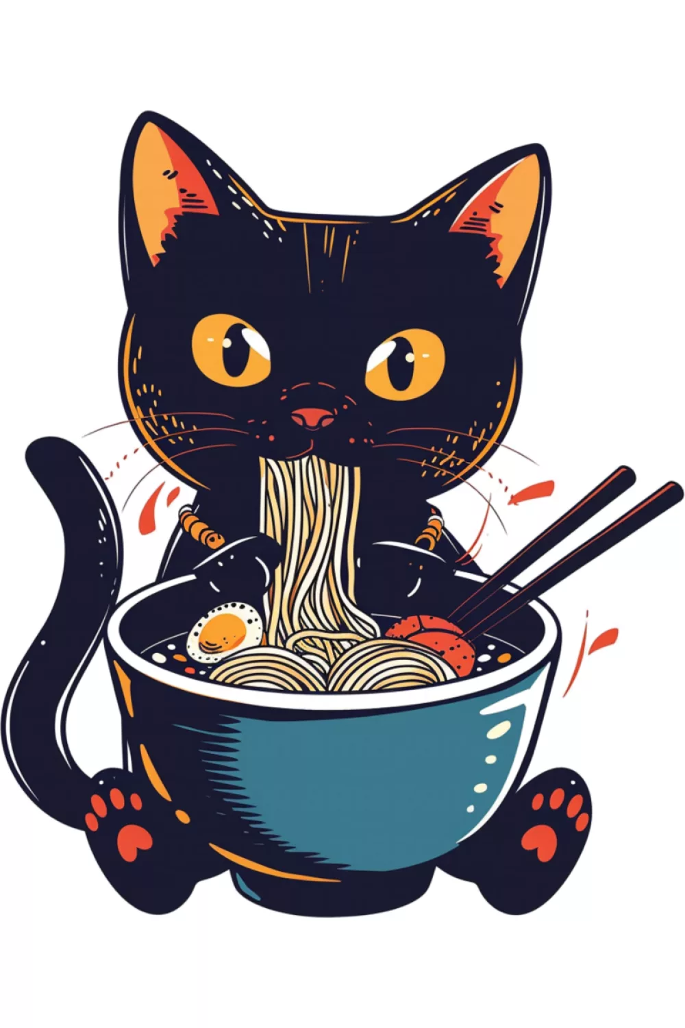 Japanese funny graphic ramen cat with bold framing and a gift ready playful mood